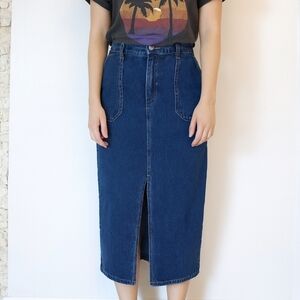 NWOT Ardene Denim Skirt Women's Medium Blue Cotton Front Slit Long